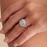 Miami Vintage Style Asscher Cut Engagement Ring in White Gold