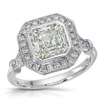 Miami Vintage Style Asscher Cut Engagement Ring in White Gold