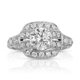 Victorian Vintage Style Round Engagement Ring in White Gold