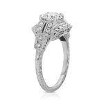 Victorian Vintage Style Round Engagement Ring in White Gold