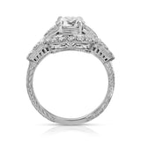 Victorian Vintage Style Round Engagement Ring in White Gold