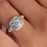 Victorian Vintage Style Round Engagement Ring in White Gold
