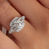 Victorian Vintage Style Round Engagement Ring in White Gold