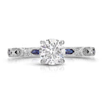 Bleu Vintage Style Round Engagement Ring in White Gold