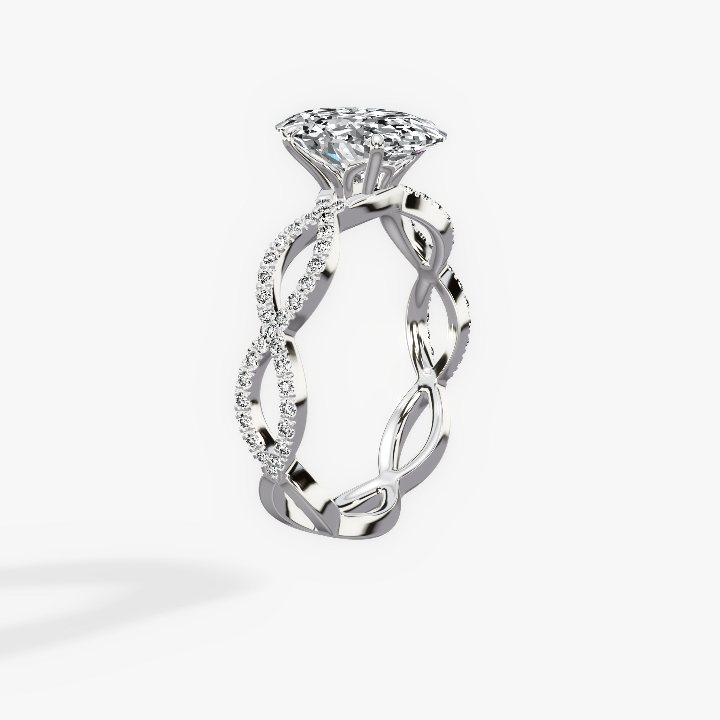 Infinity Vintage Style Oval Engagement Ring in White Gold