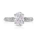 Timeless Vintage Style Oval Engagement Ring in White Gold