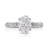 Timeless Vintage Style Oval Engagement Ring in White Gold