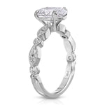 Timeless Vintage Style Oval Engagement Ring in White Gold