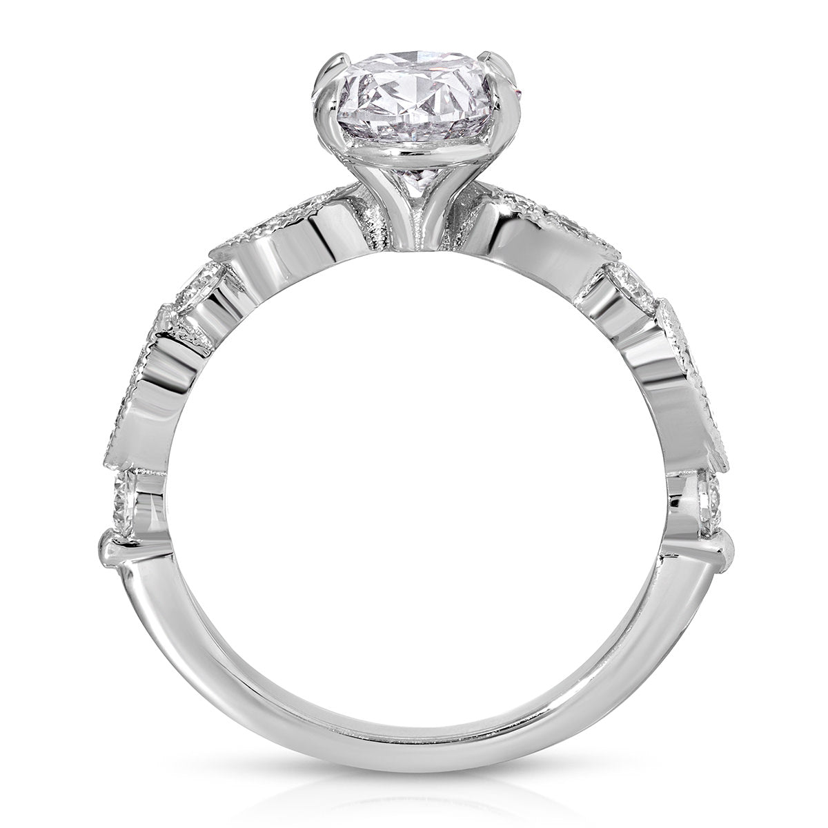 Timeless Vintage Style Oval Engagement Ring in White Gold
