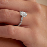 Timeless Vintage Style Oval Engagement Ring in White Gold
