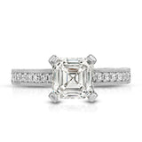 Noah Vintage Style Asscher Cut Engagement Ring in White Gold