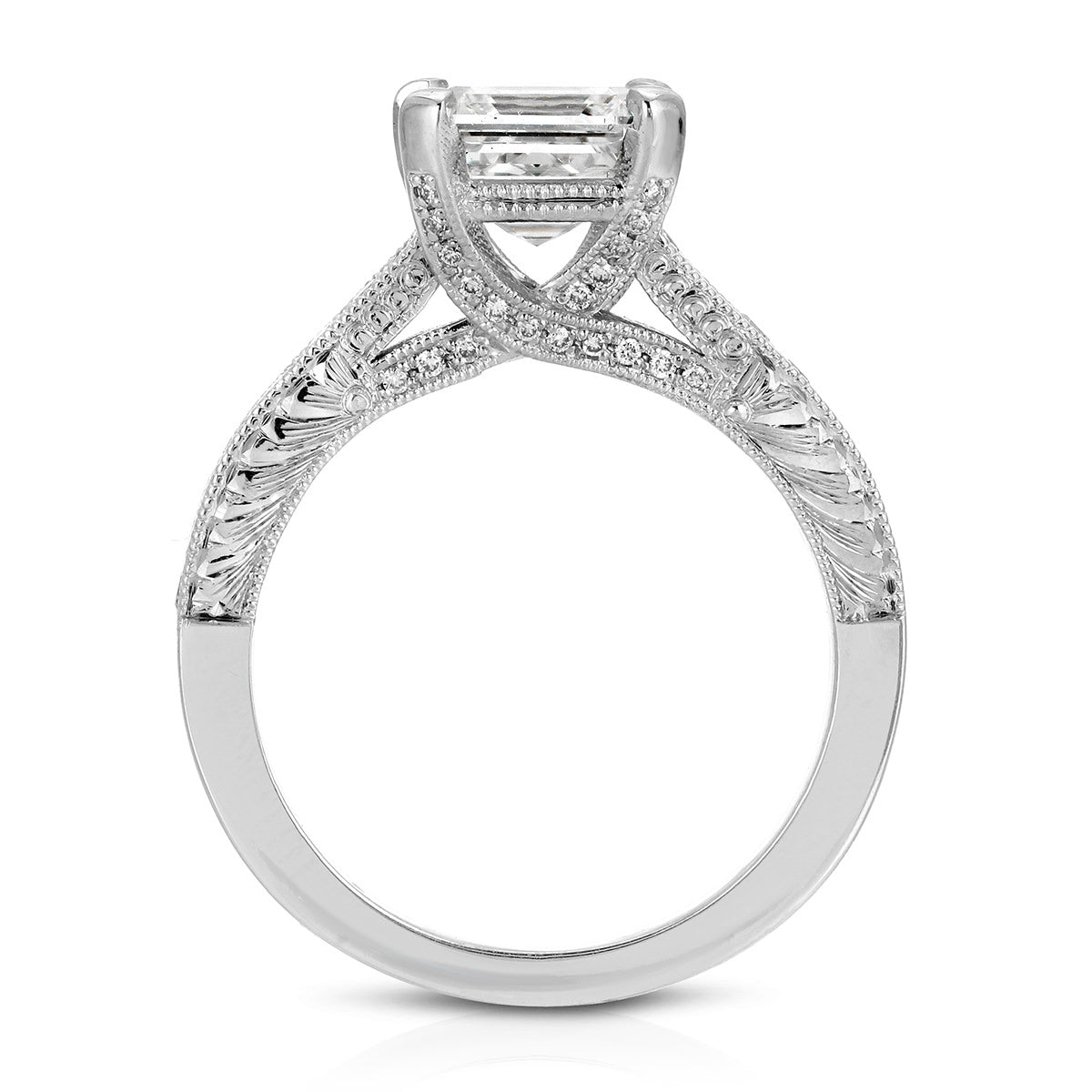 Noah Vintage Style Asscher Cut Engagement Ring in White Gold