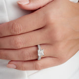 Noah Vintage Style Asscher Cut Engagement Ring in White Gold