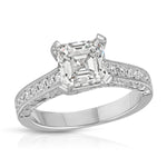 Noah Vintage Style Asscher Cut Engagement Ring in White Gold