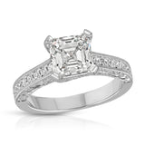 Noah Vintage Style Asscher Cut Engagement Ring in White Gold