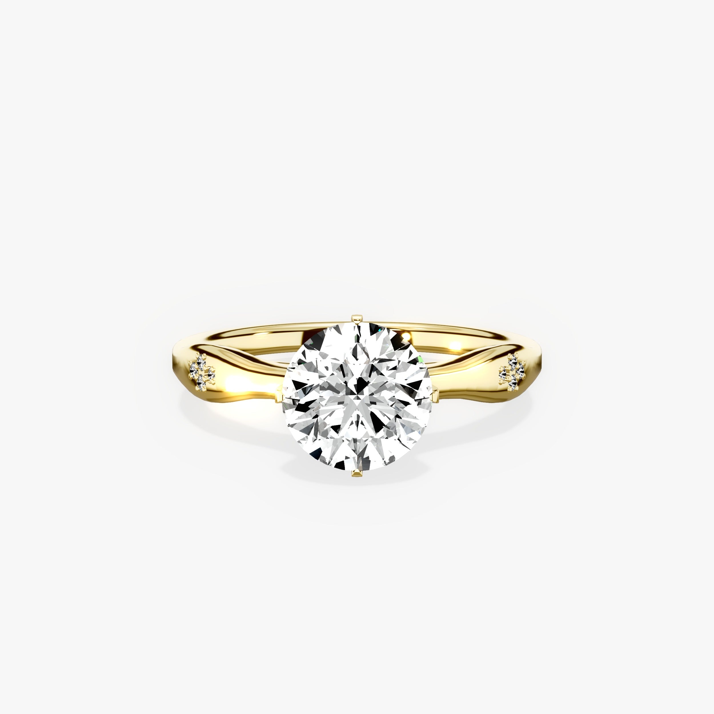 Vintage Style European Round Engagement Ring in Yellow Gold