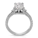 Filigree Pave Vintage Style Pear Engagement Ring in White Gold