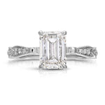 Spain Vintage Style Emerald Engagement Ring in White Gold