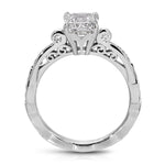 Spain Vintage Style Emerald Engagement Ring in White Gold