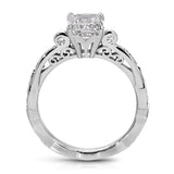 Spain Vintage Style Emerald Engagement Ring in White Gold