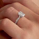 Spain Vintage Style Emerald Engagement Ring in White Gold