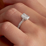 Spain Vintage Style Emerald Engagement Ring in White Gold