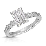 Spain Vintage Style Emerald Engagement Ring in White Gold