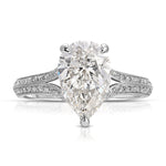 Two Petals Pave Vintage Pear Engagement Ring in White Gold