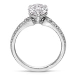 Two Petals Pave Vintage Pear Engagement Ring in White Gold