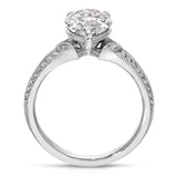 Two Petals Pave Vintage Pear Engagement Ring in White Gold