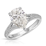 Two Petals Pave Vintage Pear Engagement Ring in White Gold