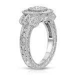Rose Vintage Style Round Engagement Ring in White Gold