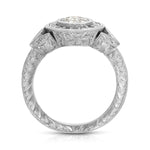 Rose Vintage Style Round Engagement Ring in White Gold