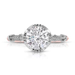Vintage Style Round Engagement Ring in Two Tone Gold