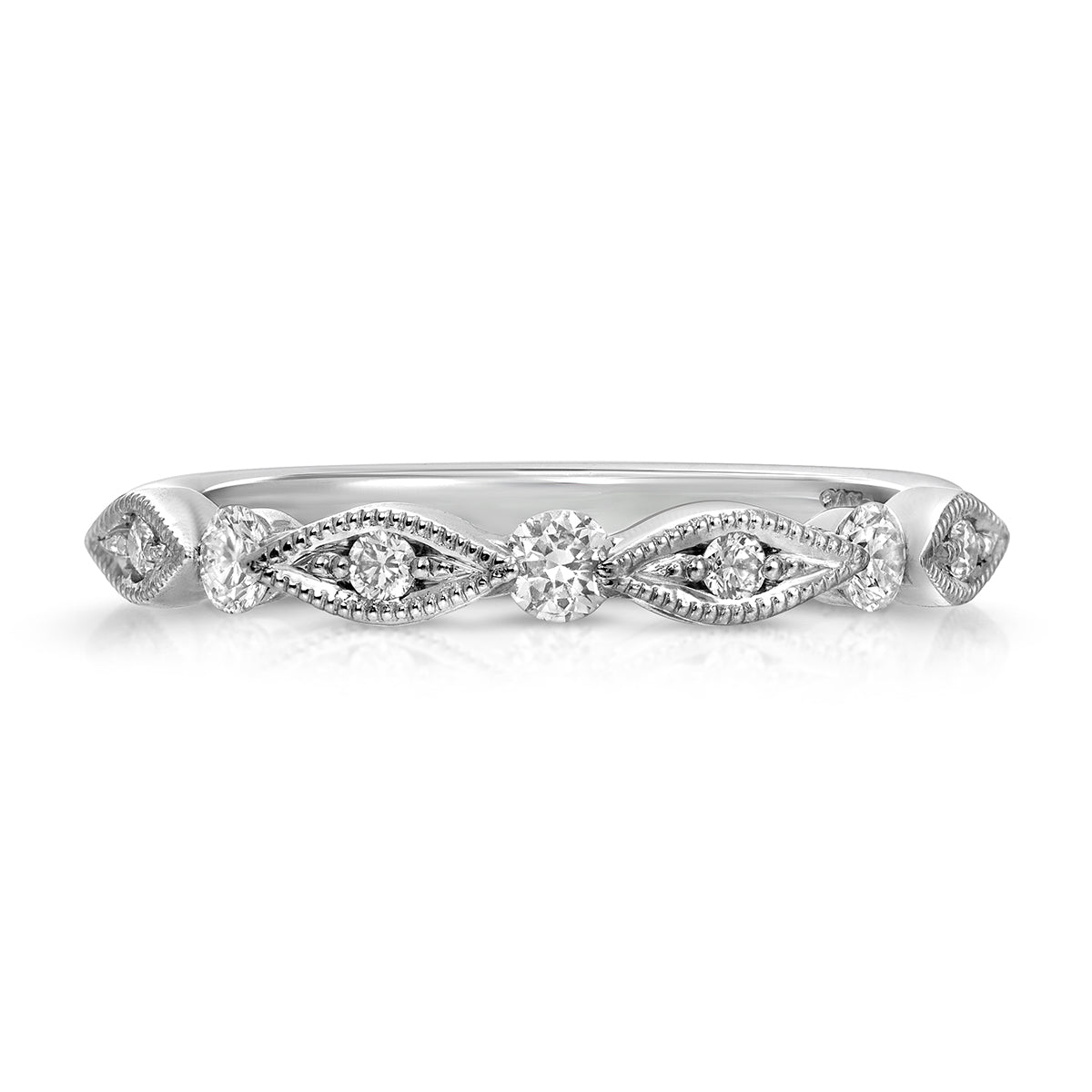 Floating Diamonds Wedding Band in White Gold