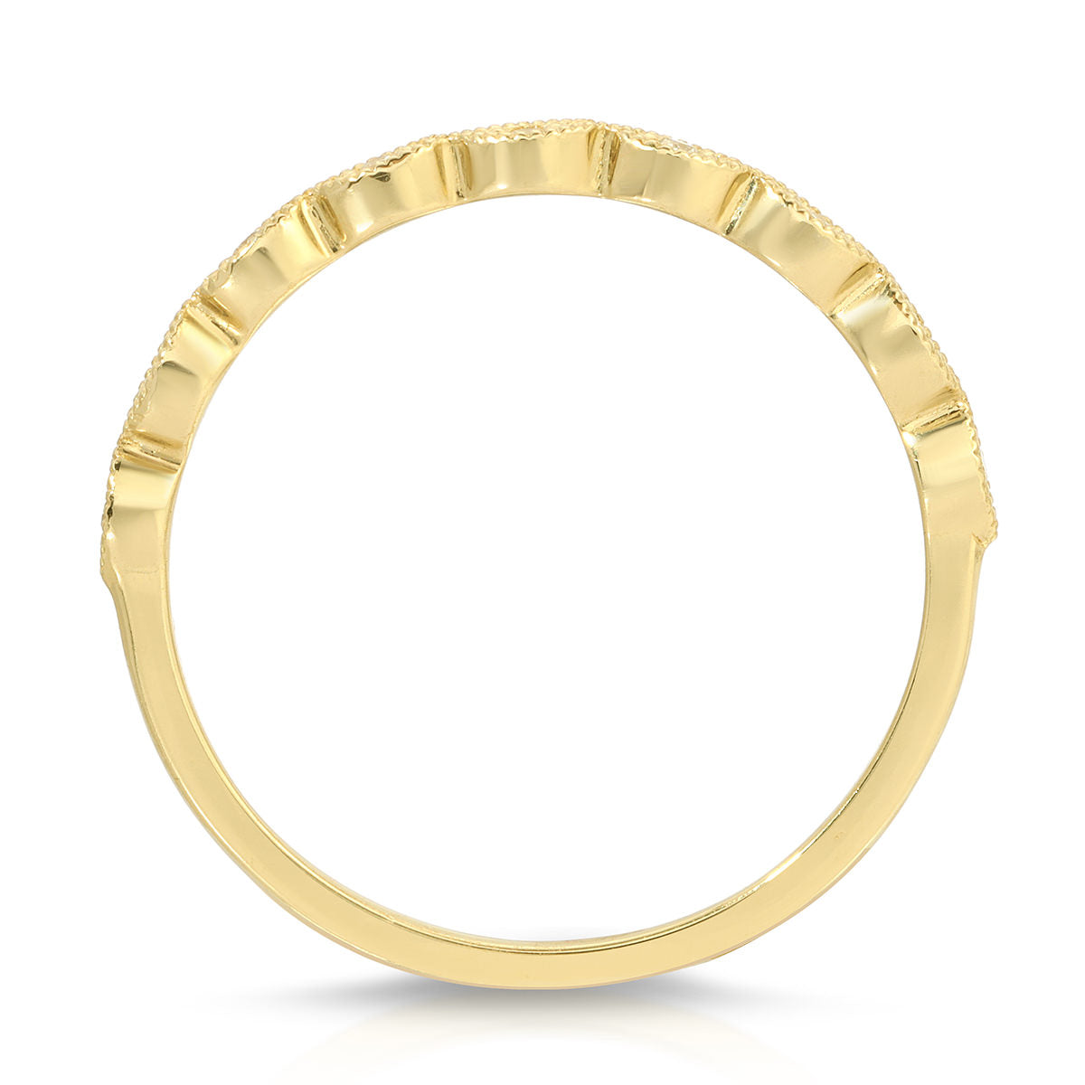 Petit Marquise Filigree Wedding Band in Yellow Gold