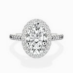 Classic Halo Cathedral Round Engagement Ring in White Gold