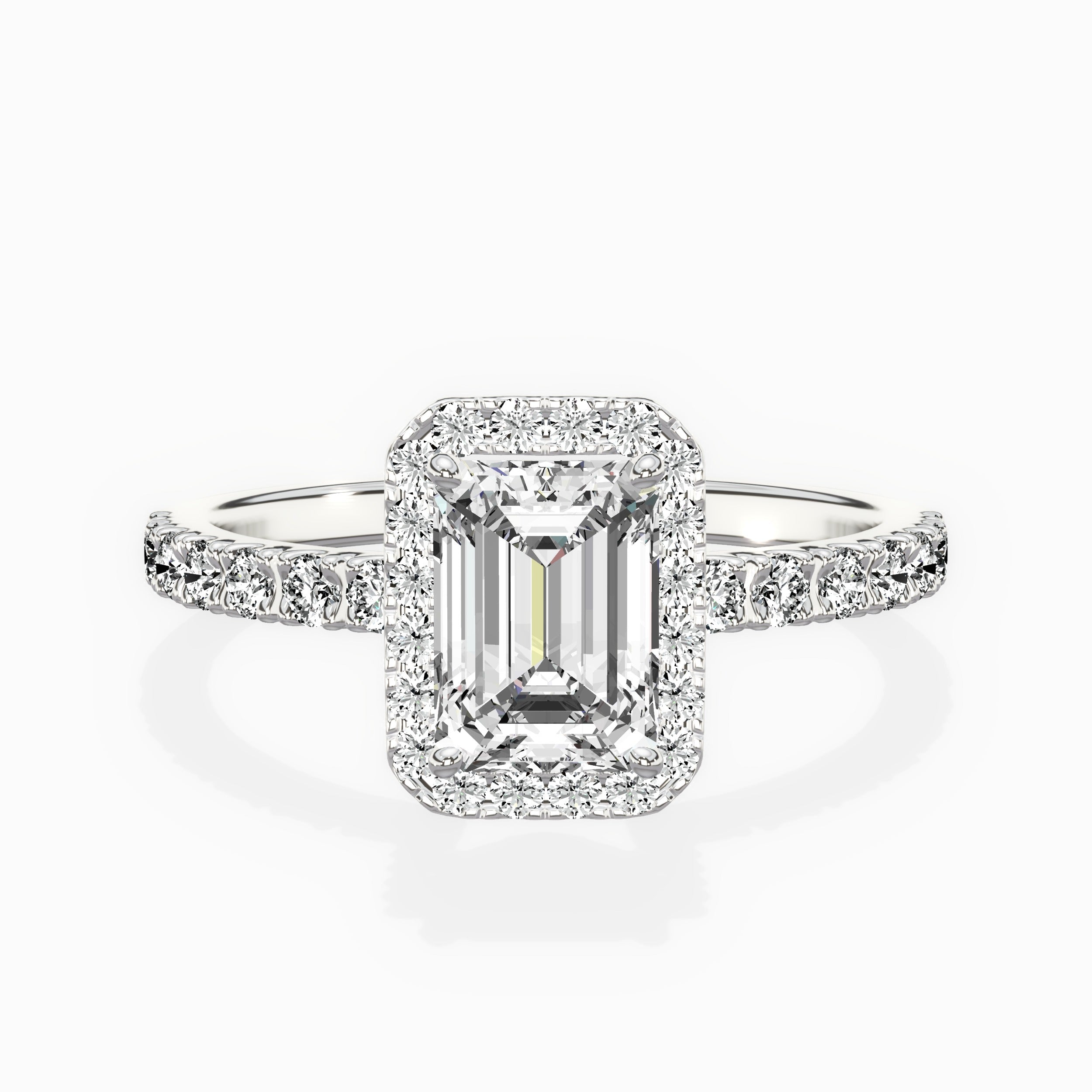 Traditional Halo Pave Engagement Ring