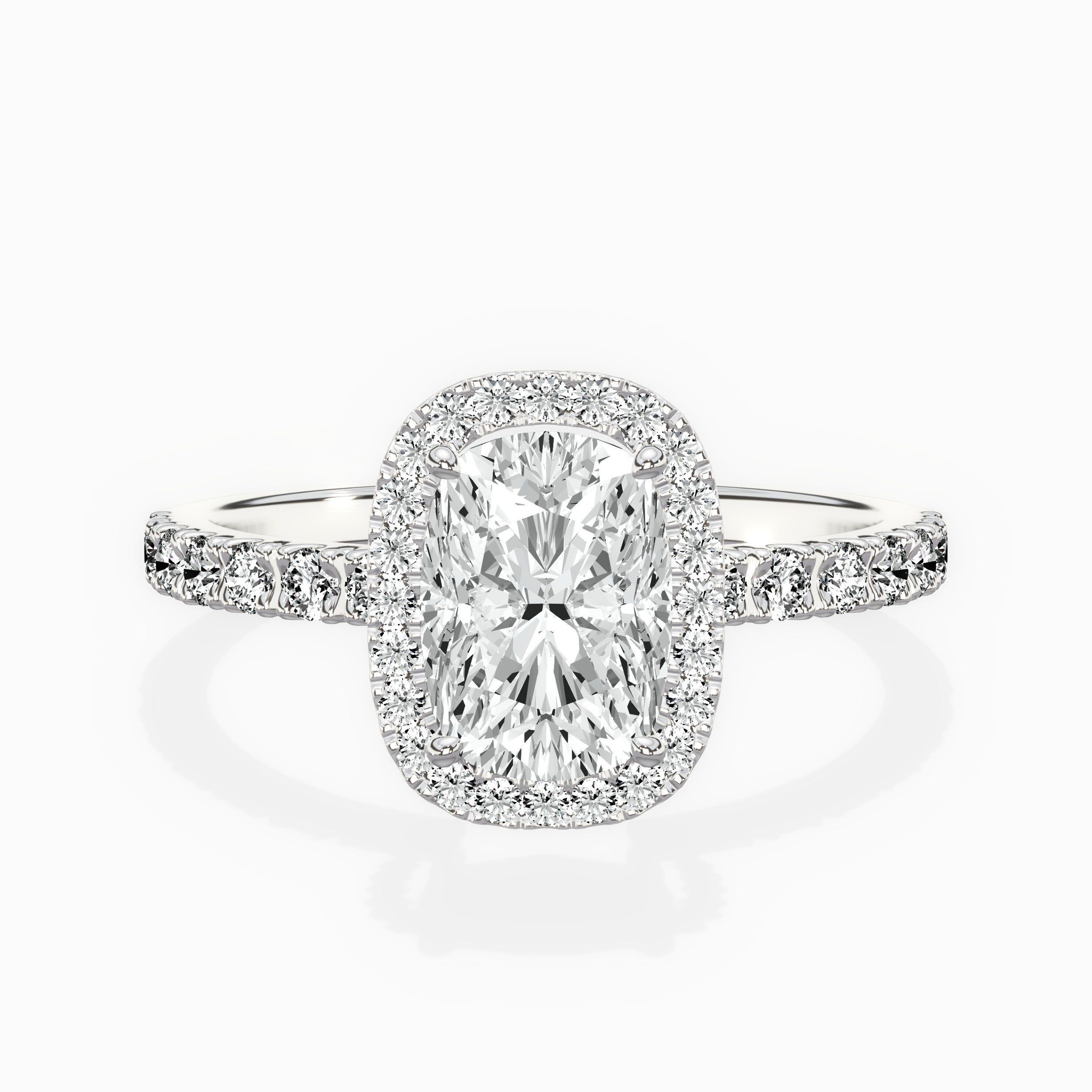 Traditional Halo Pave Engagement Ring