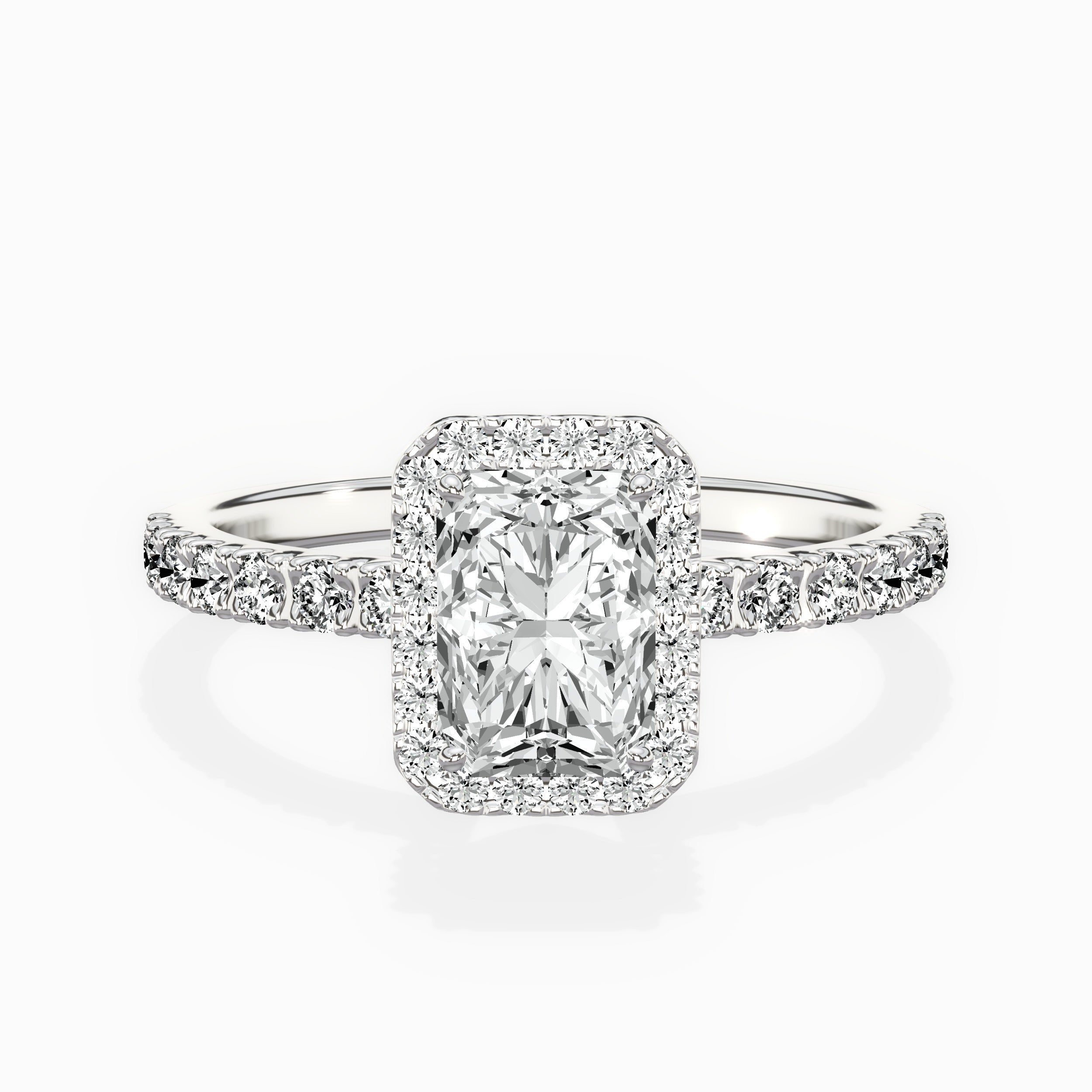 Traditional Halo Pave Engagement Ring