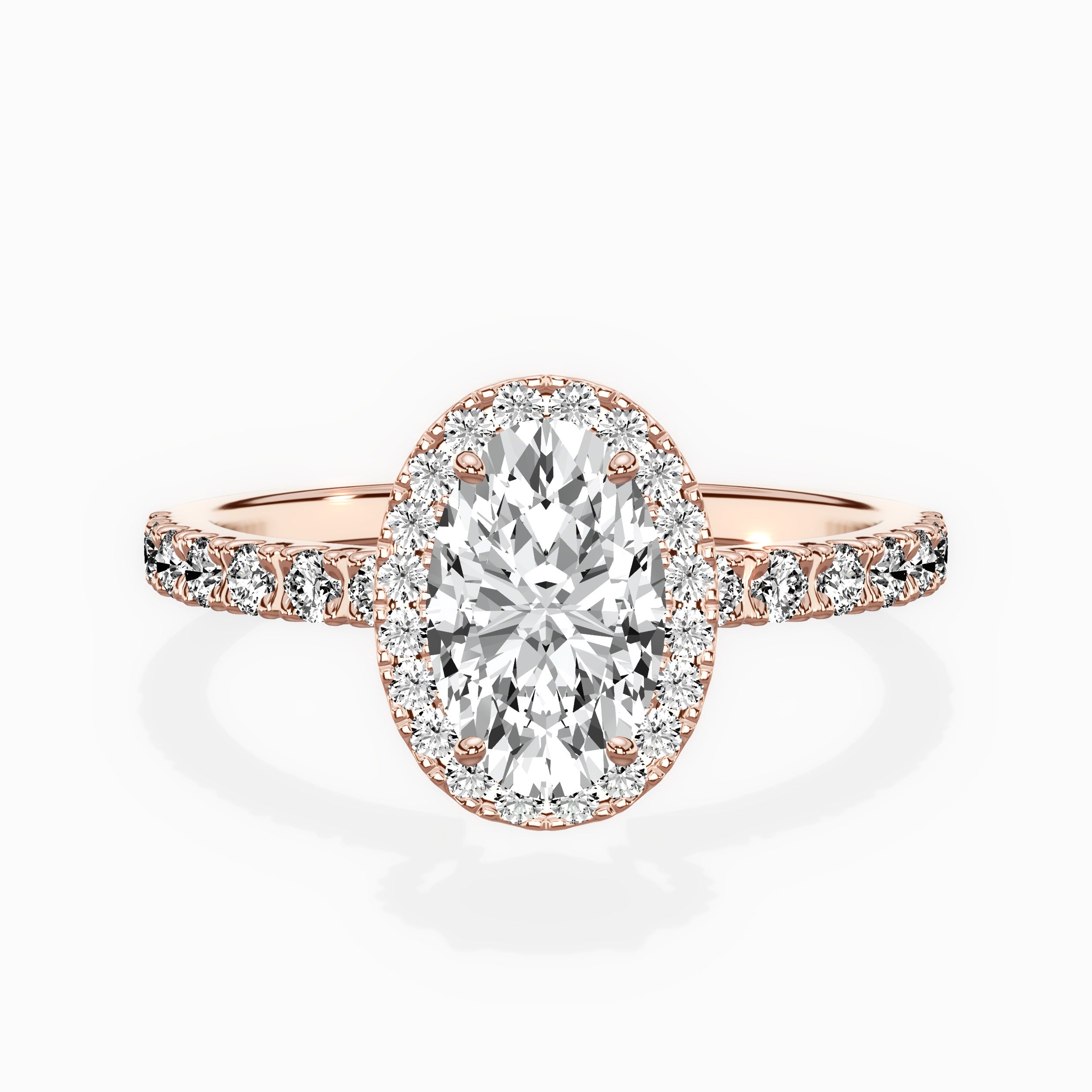 Traditional Halo Pave Engagement Ring