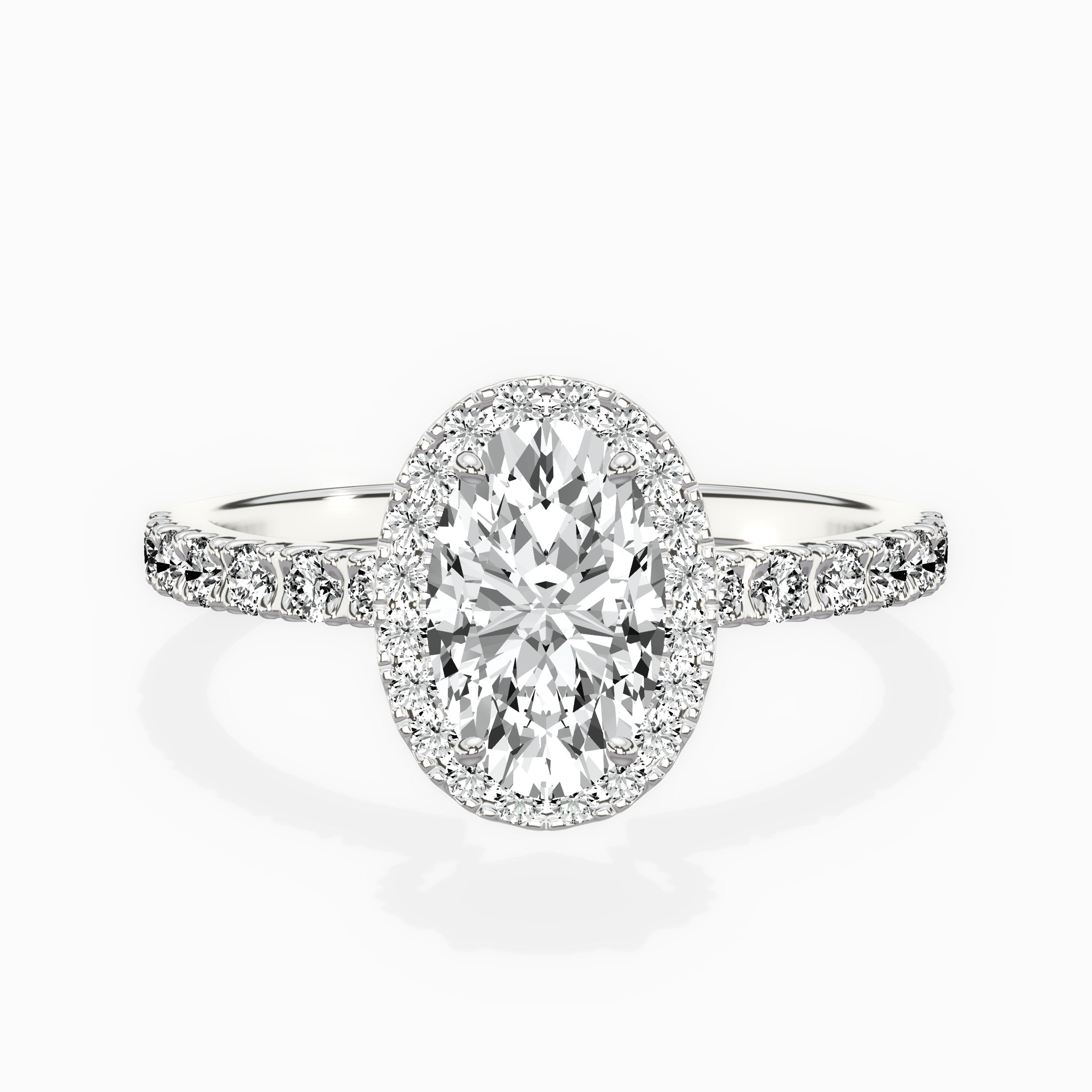 Traditional Halo Pave Engagement Ring