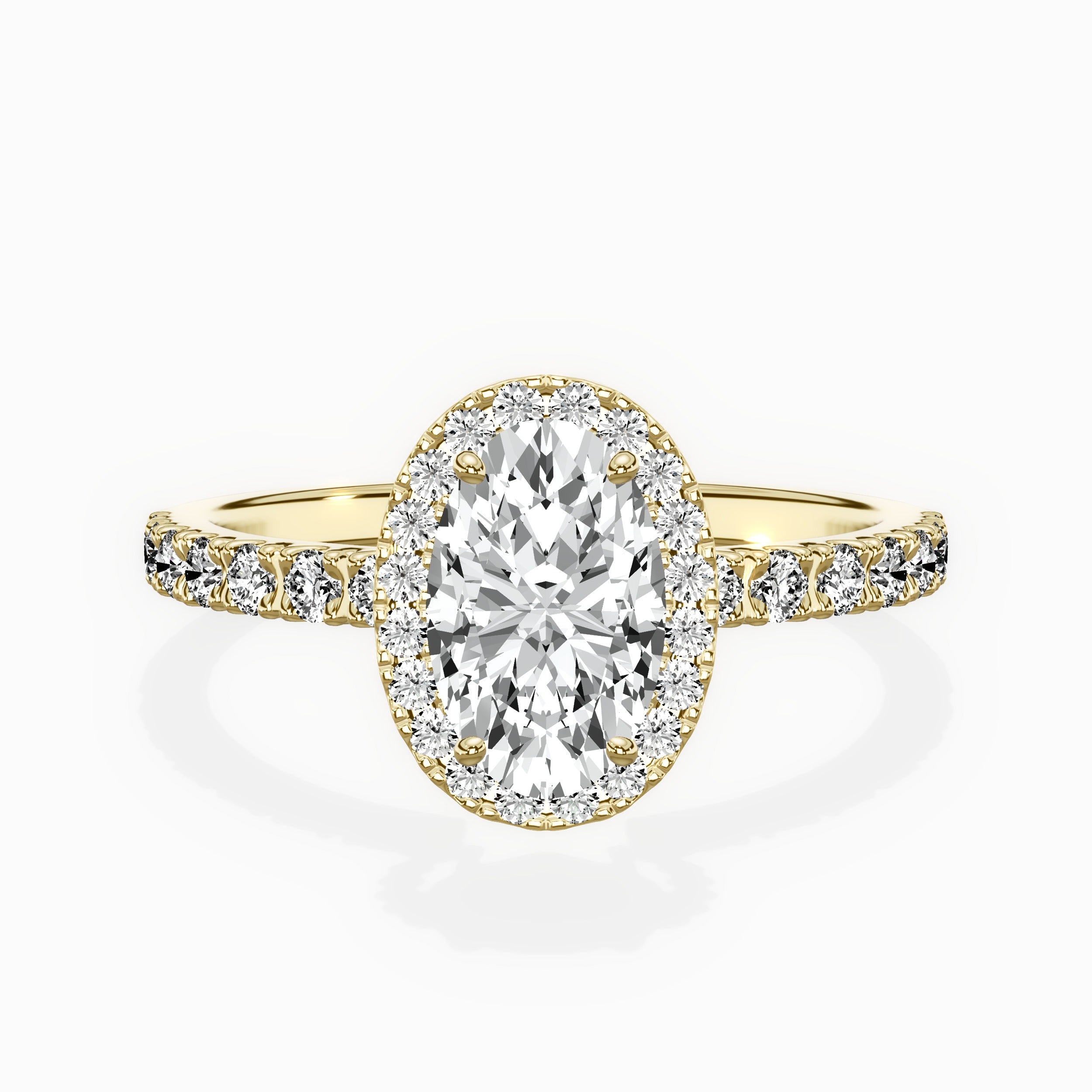 Traditional Halo Pave Engagement Ring