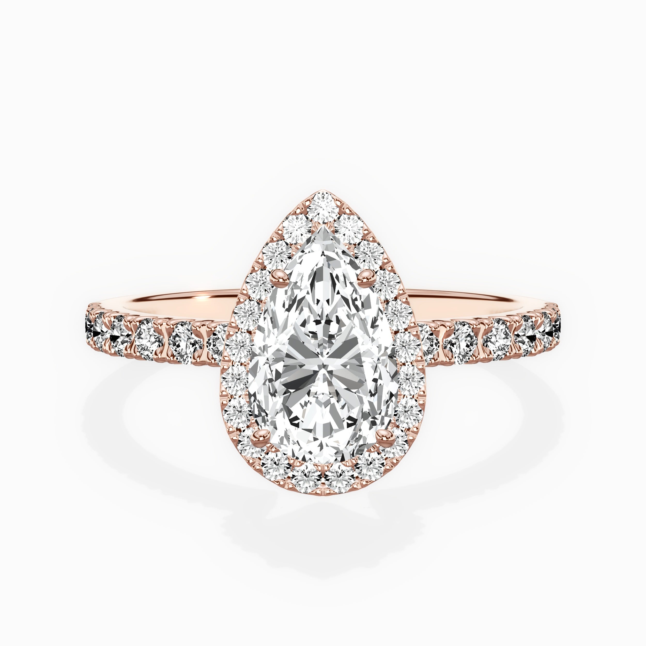 Traditional Halo Pave Engagement Ring