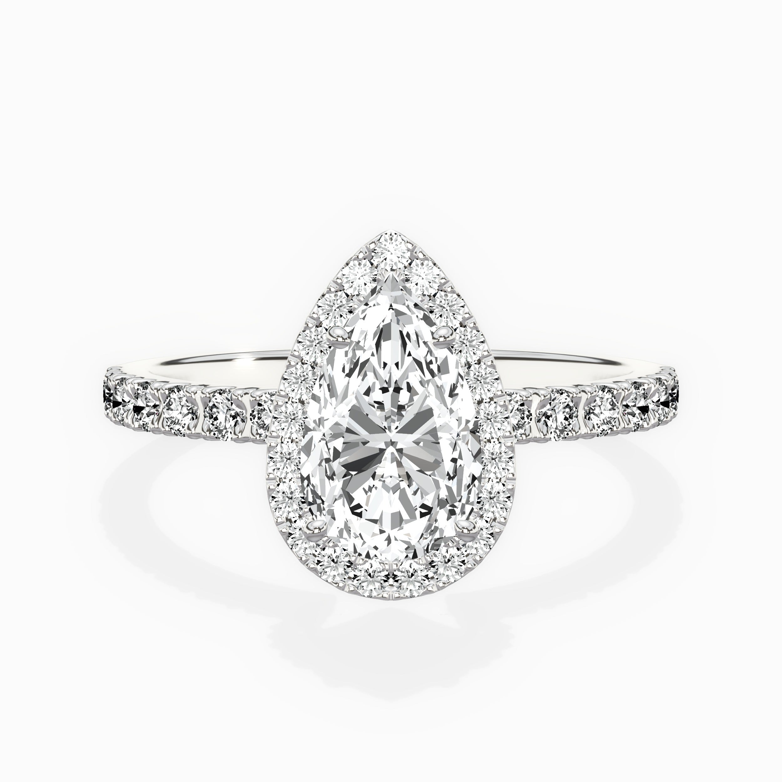 Traditional Halo Pave Engagement Ring