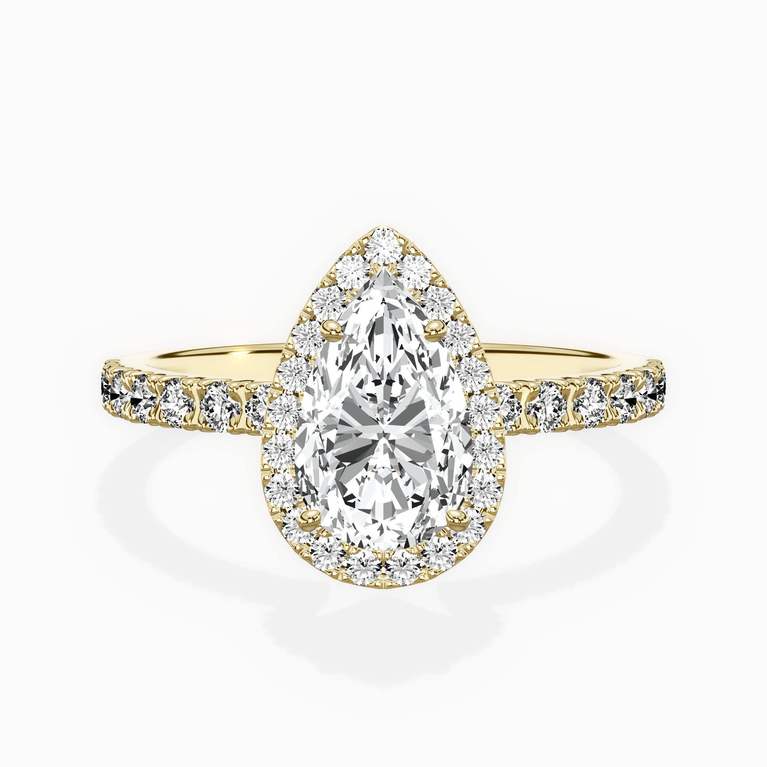 Traditional Halo Pave Engagement Ring