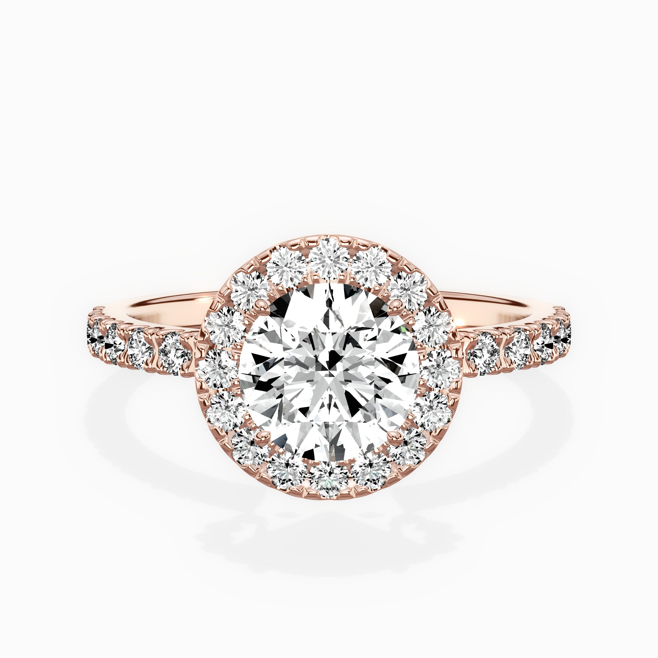 Traditional Halo Pave Engagement Ring