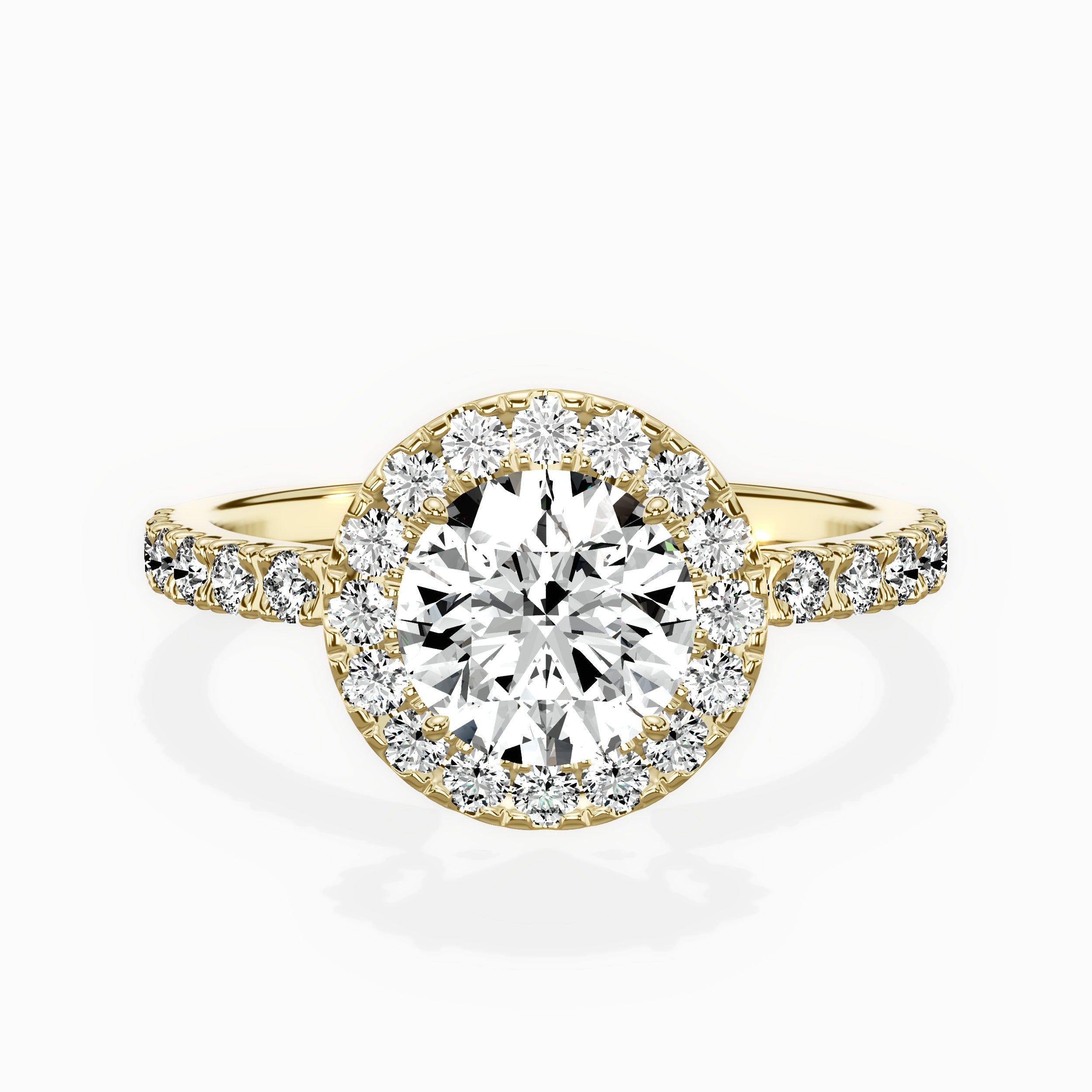Traditional Halo Pave Engagement Ring
