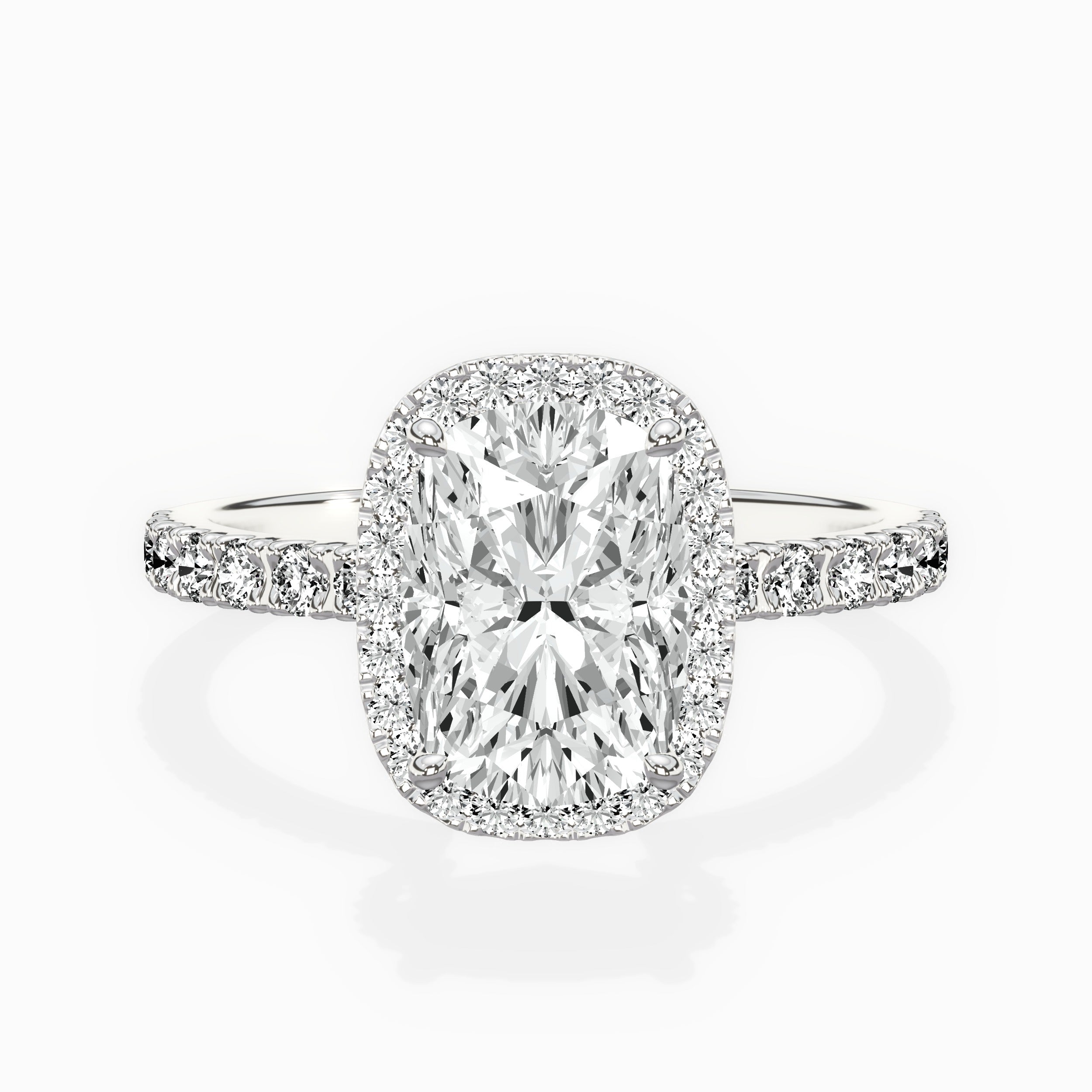 Traditional Halo Pave Engagement Ring
