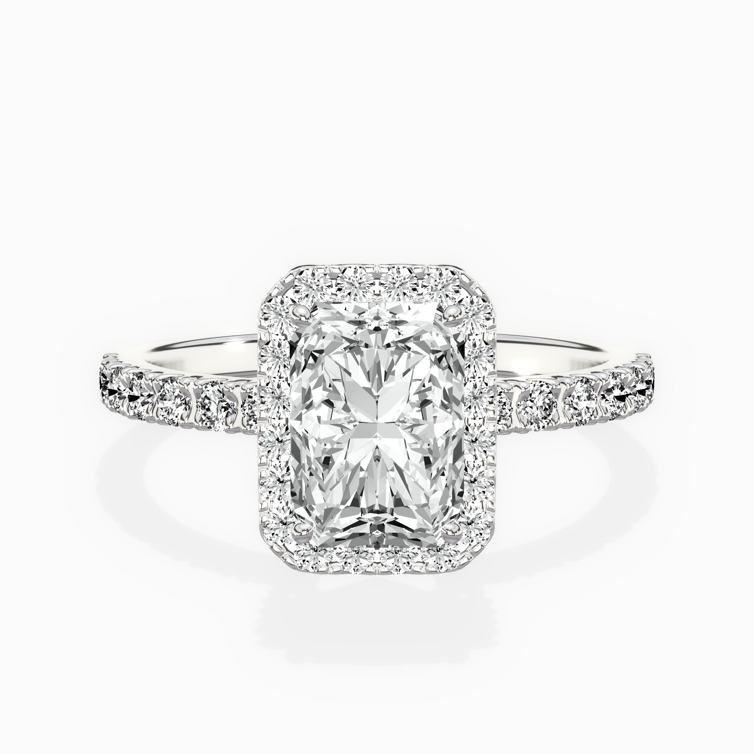 Traditional Halo Pave Engagement Ring